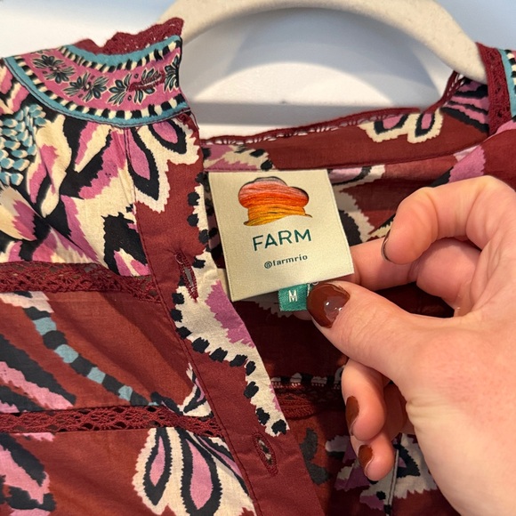 FARM Rio Mock Neck Ruffle Blouse Size M - Picture 7 of 8